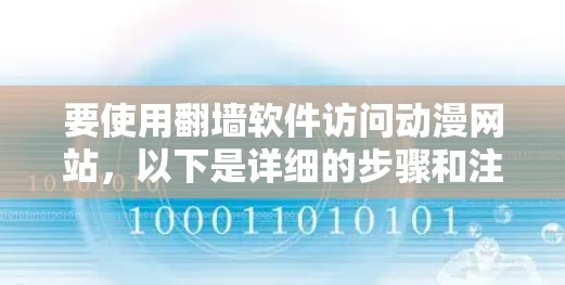 要使用翻墙软件访问动漫网站,以下是详细的步骤和注意事项 要使用翻墙软件访问动漫网站,以下是详细的步骤和注意事项