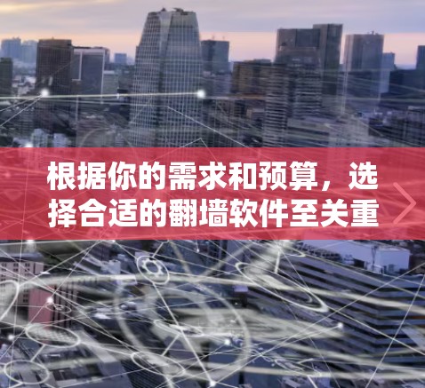 根据你的需求和预算，选择合适的翻墙软件至关重要。以下是一些综合考虑因素和推荐