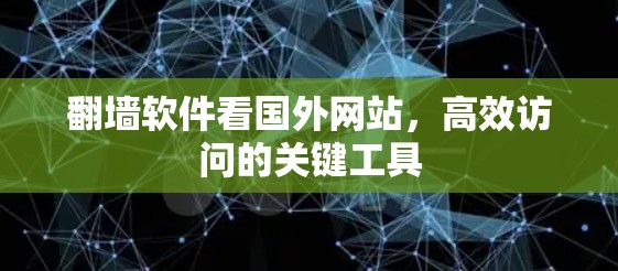 翻墙软件看国外网站,高效访问的关键工具 翻墙软件看国外网站,高效访问的关键工具