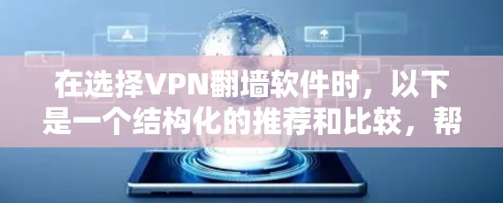 在选择VPN翻墙软件时,以下是一个结构化的推荐和比较,帮助您做出明智的决定 在选择VPN翻墙软件时,以下是一个结构化的推荐和比较,帮助您做出明智的决定